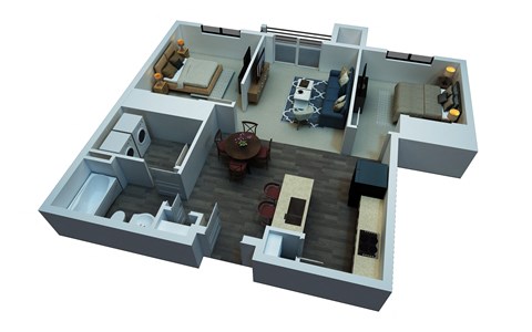 Floor plan for 2 beds, 2 baths, 898 sqft